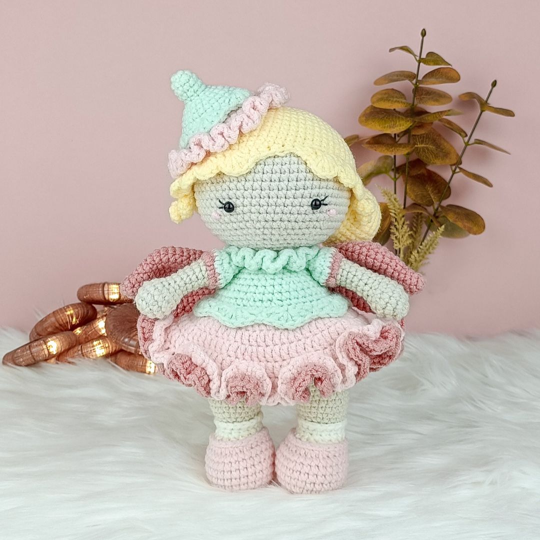 Cute crochet fairy doll with wings