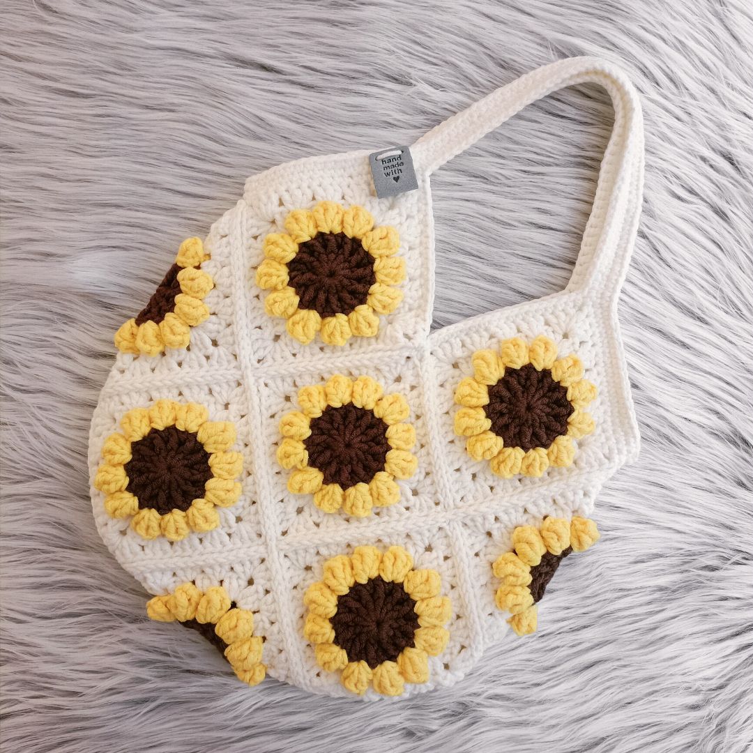 Crochet Sunflower Granny Square Bag