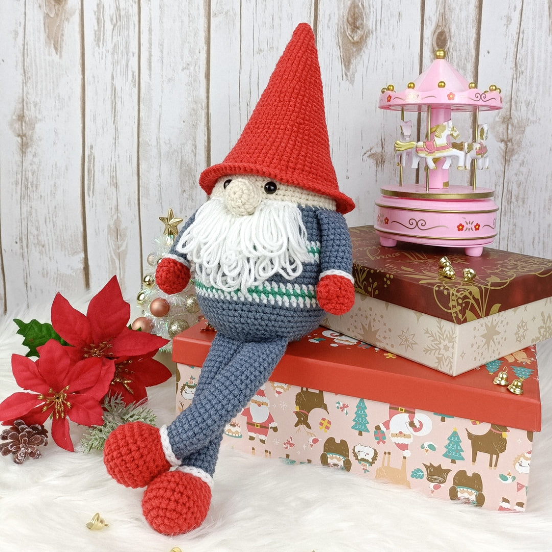 Looking for a unique Christmas present? Bring this one-of-a-kind crocheted Christmas gnome home now.