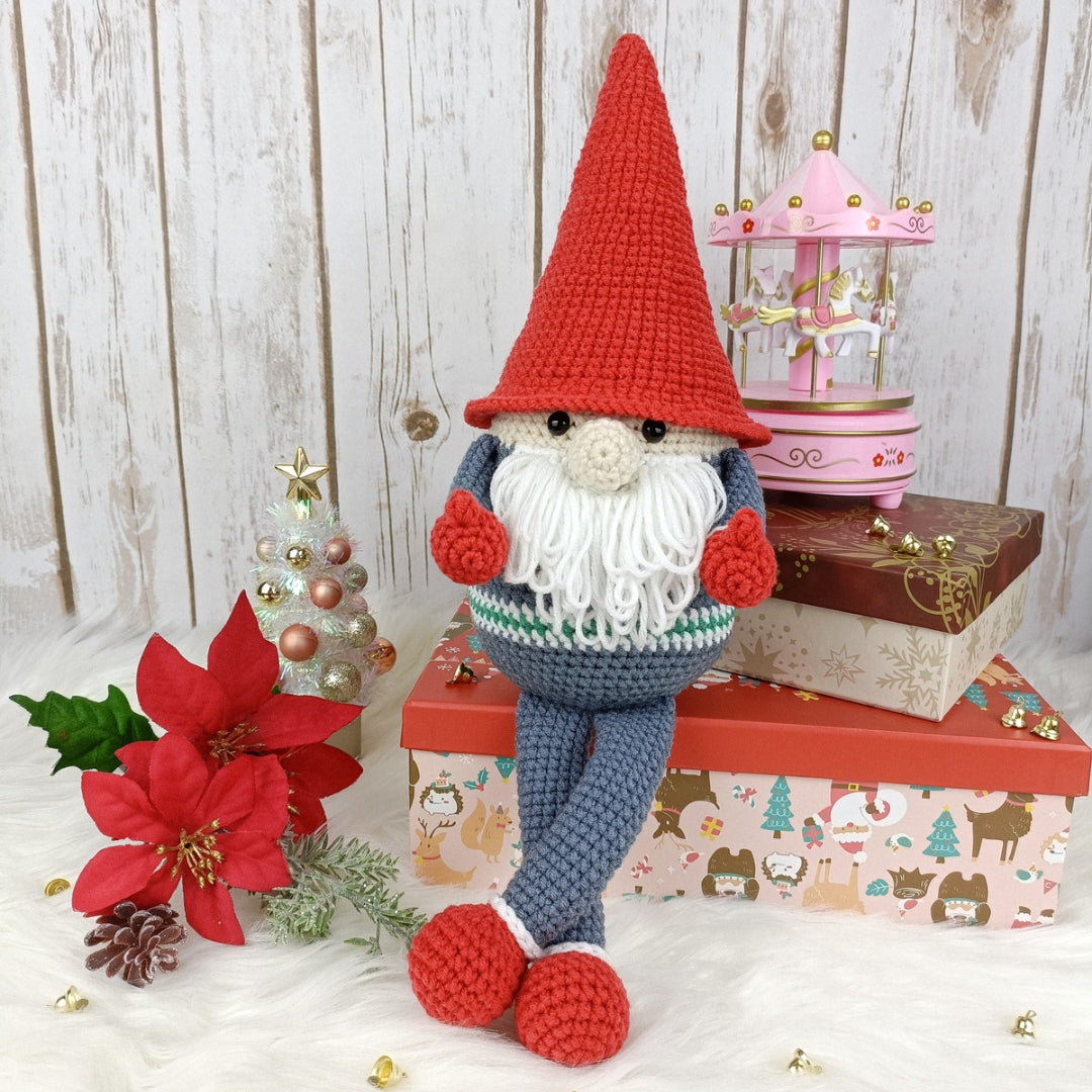 A handmade happy gnome giving you a thumbs up for this Christmas.