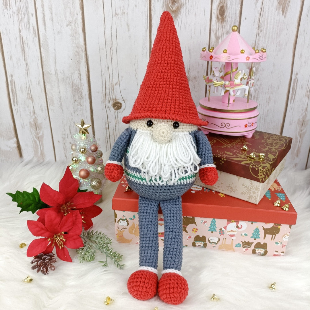 Looking for a unique Christmas present? Bring this one-of-a-kind crocheted Christmas gnome home now.