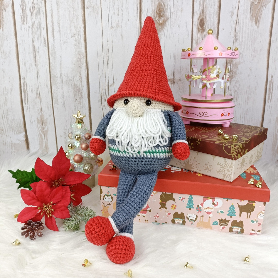 Looking for a unique Christmas present? Bring this one-of-a-kind crocheted Christmas gnome home now.