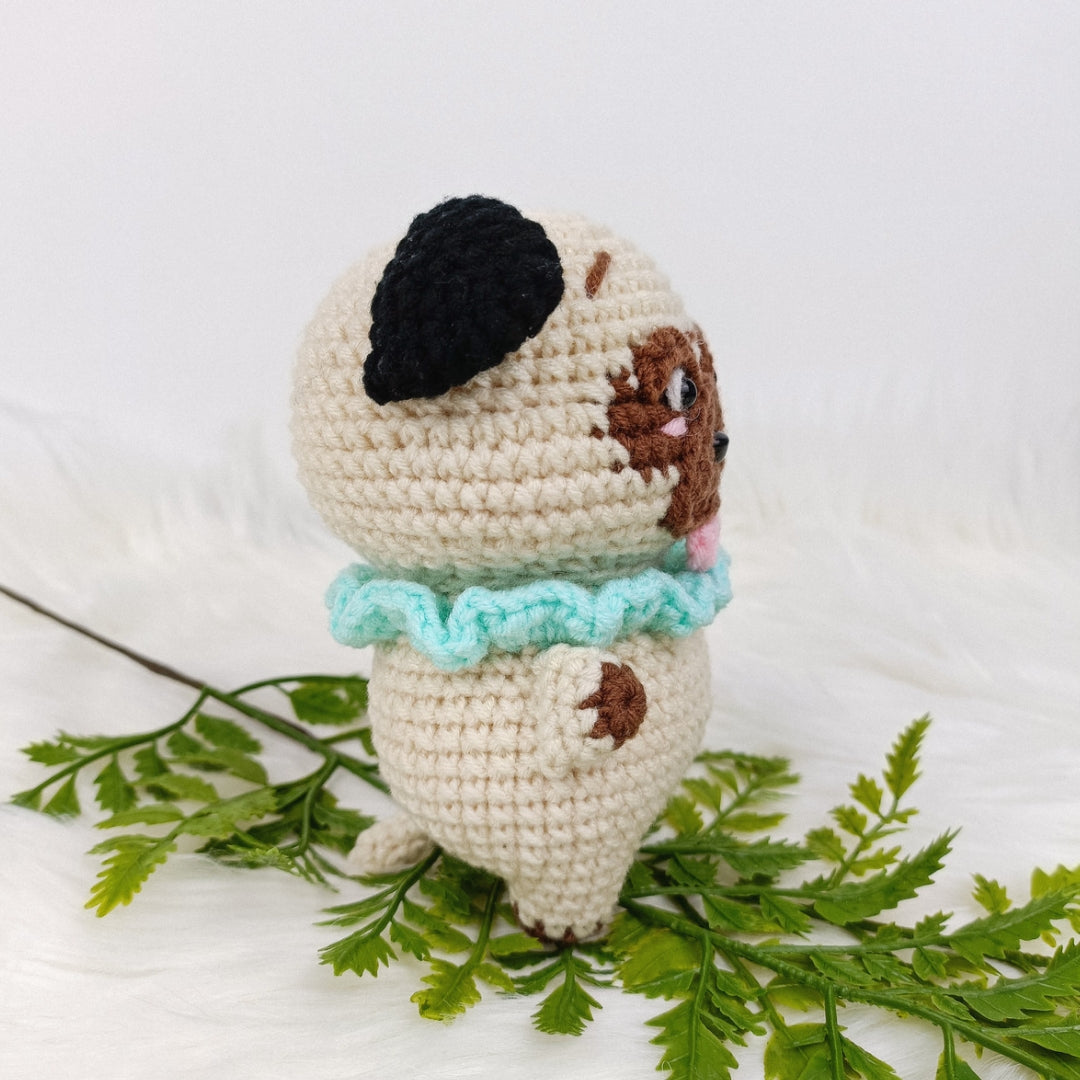 Crochet Pug Dog Keychain