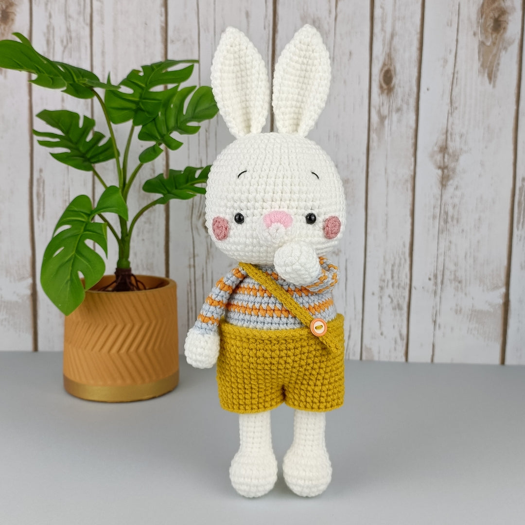 Cute crochet Bunny in yellow romper